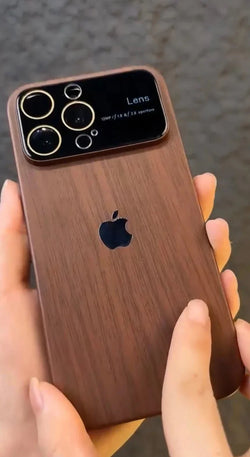 Full Lens Luxury Plating 3D Wooden Look Glossy Case For iPhone SERIES With Logo Urban Covers