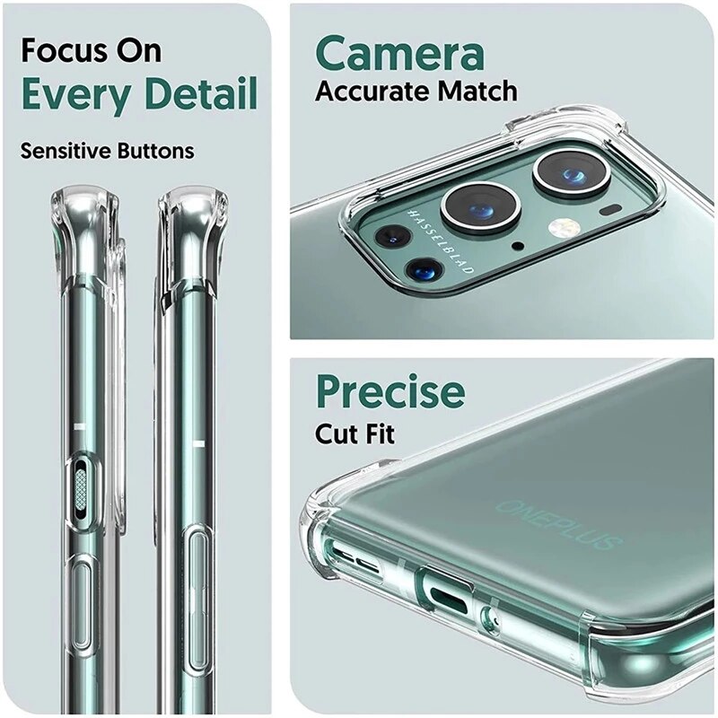 OnePlus Series (2 in 1 Combo) Anti-Knock TPU Transparent Cover + Camera Lens Protector casemarts