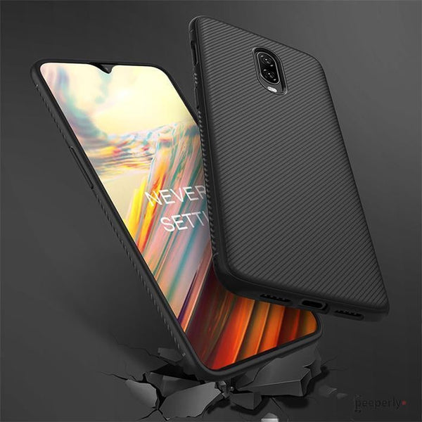 OnePlus 6T Twill Design Shockproof TPU Case casemarts