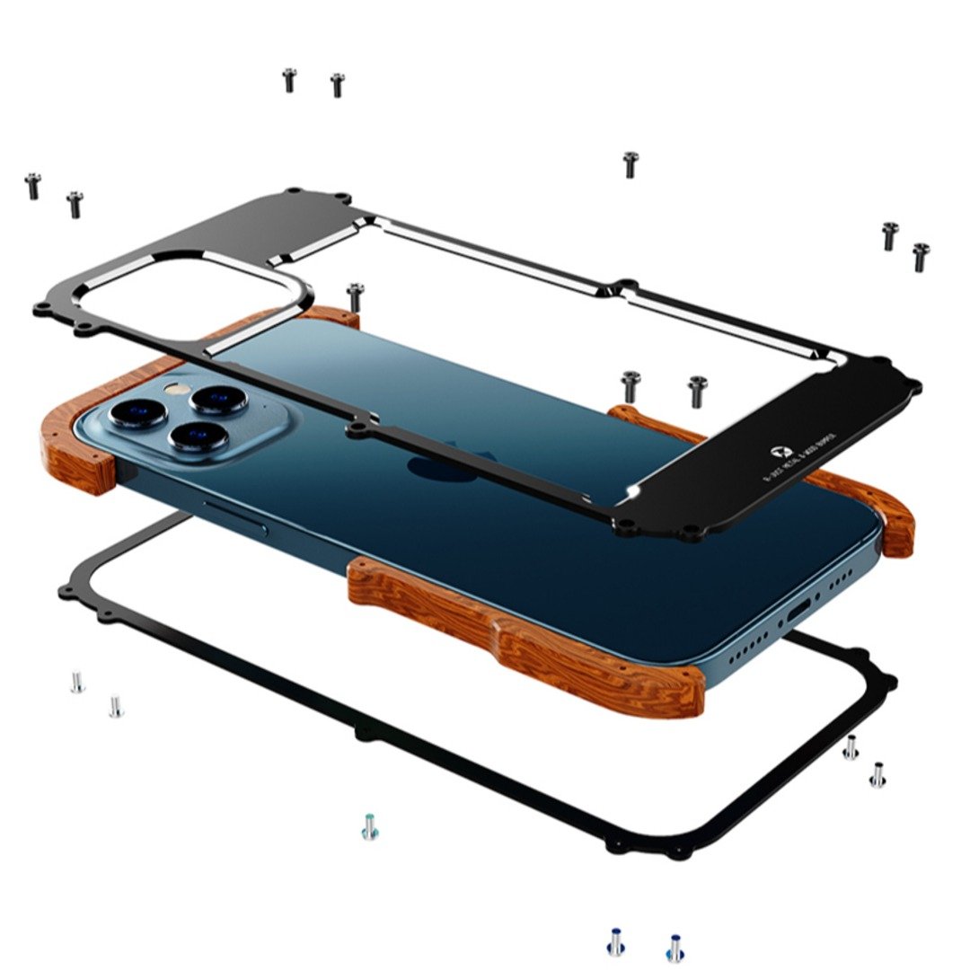 R-Just Aluminium Natural Wood Anti Shock Bumper Case - iPhone casemarts