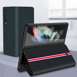 Galaxy Z Fold3 Colored Strap Leather Flip Case casemarts