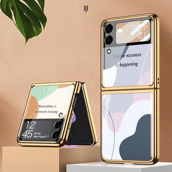 Galaxy Z Flip3 Bubble Pattern Inspirational Glass Case casemarts