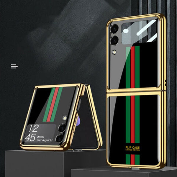 Galaxy Z Flip4 Premium Striped Glass Case casemarts