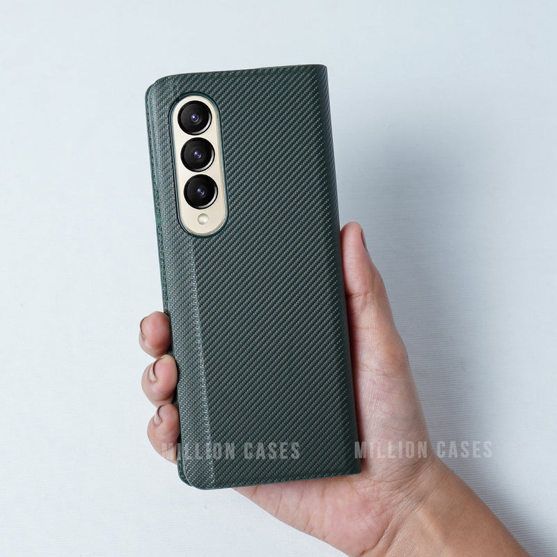 Galaxy Z Fold4 Carbon Fiber Leather Case casemarts