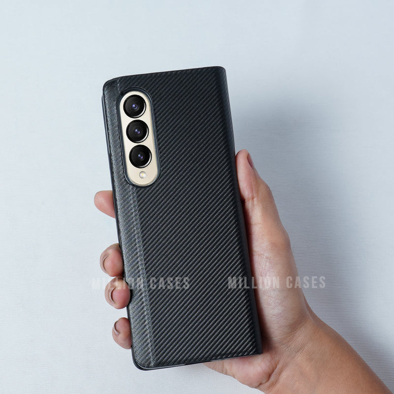 Galaxy Z Fold4 Carbon Fiber Leather Case casemarts