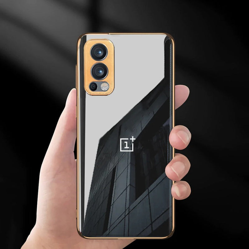 Glossy Gold Edge Back Logo Case - OnePlus casemarts