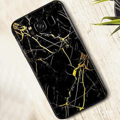 Galaxy S Series Gold Dust Texture Marble Glass Case casemarts