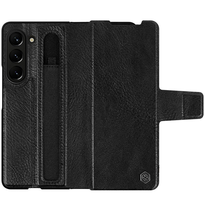 Galaxy Z Fold5 Genuine Leather Flip Case with Pen Slot casemarts