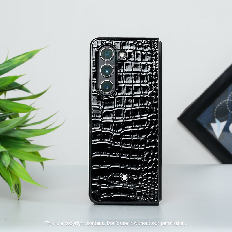 Galaxy Z Fold5 Crocodile Pattern Genuine Leather Case casemarts