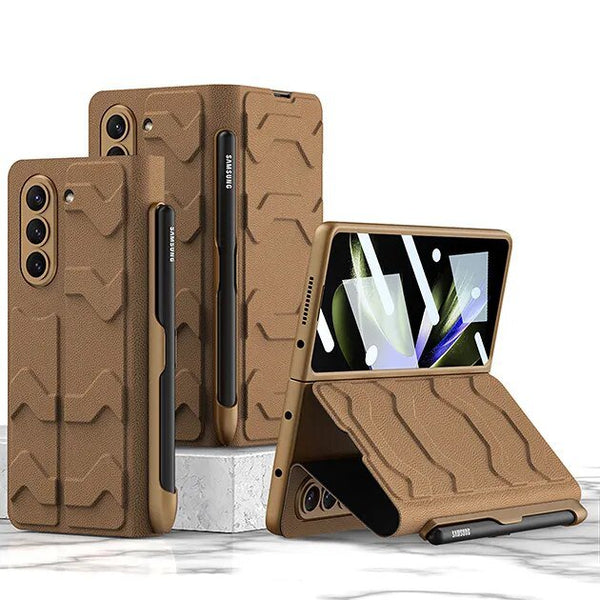 Galaxy Z Fold5 Shell Film Integrated Warrior Leather Case casemarts