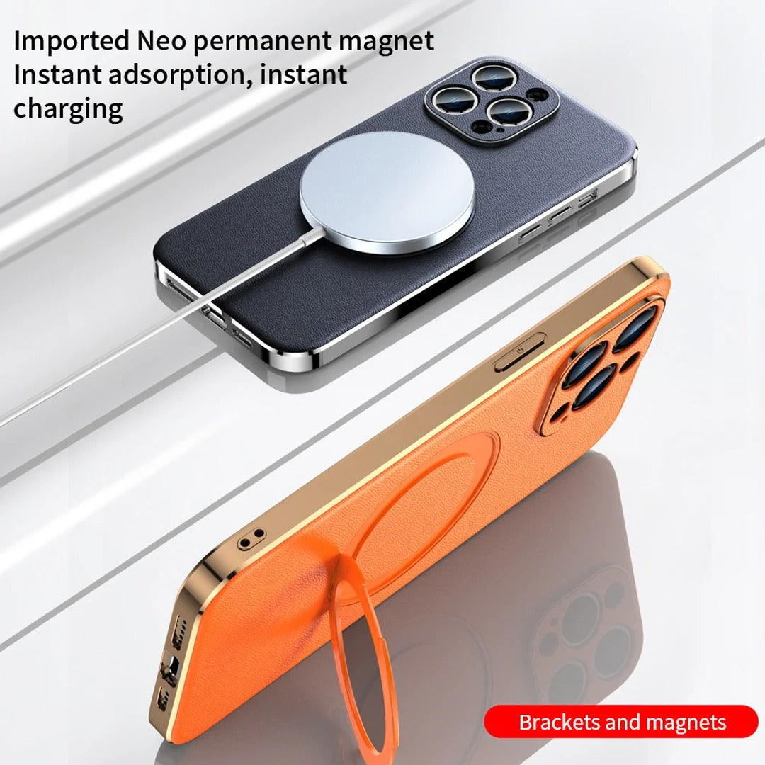 Classy Magnetic Ring Leather Case - iPhone casemarts