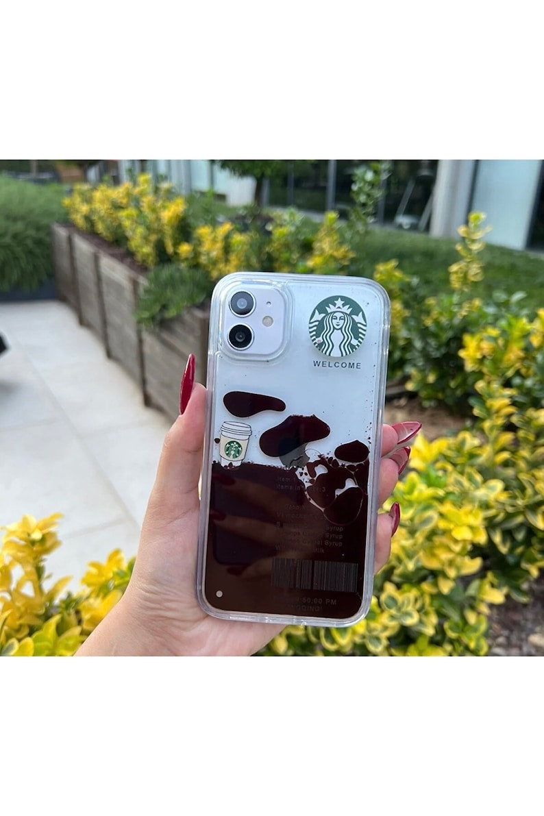 Starbucks Transparent Phone Case with Liquid Content Real Mocha coffee Urban Covers