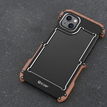 R-Just Aluminium Natural Wood Anti Shock Bumper Case - iPhone casemarts