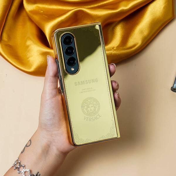 Galaxy Z Fold3 Crafted Gold Luxurious Camera Protective Case casemarts