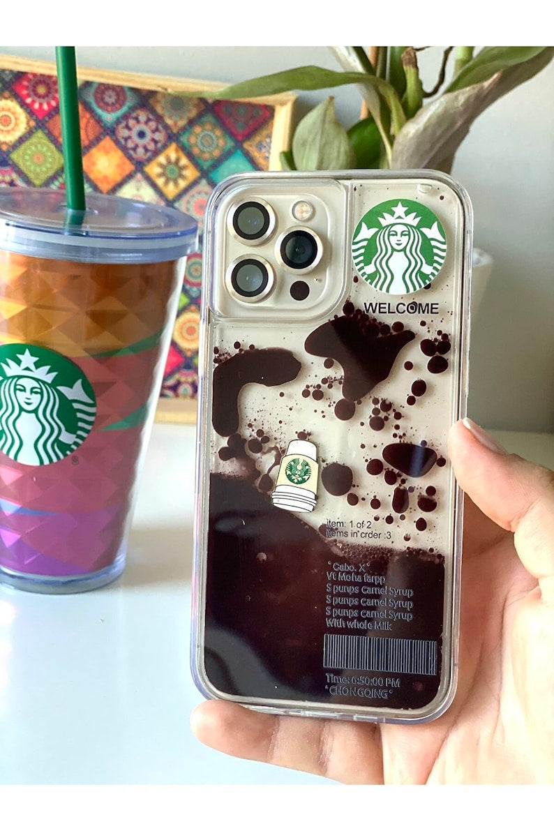 Starbucks Transparent Phone Case with Liquid Content Real Mocha coffee Urban Covers