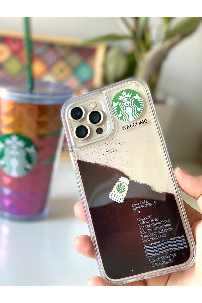 Starbucks Transparent Phone Case with Liquid Content Real Mocha coffee Urban Covers