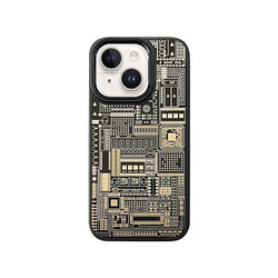 Circuit Board Design PC TPU Case for Apple iPhone | Metallic Buttons | PC + TPU | Shockproof | Metal Ring Camera Protection for - Black Urban Covers