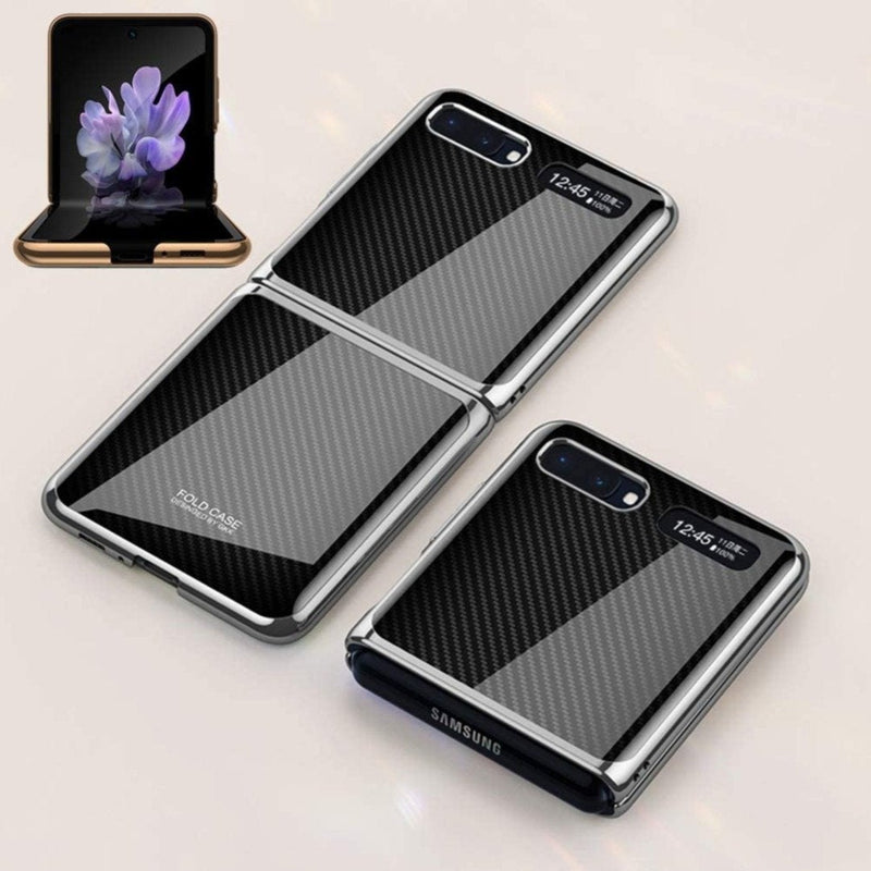 Galaxy Z Flip Carbon Fiber Texture Glass Case casemarts