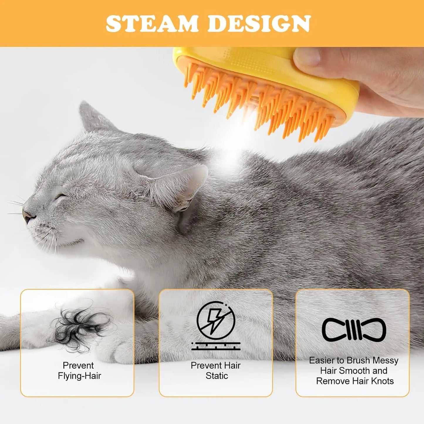 Steam powered Mango Shaped 3 in 1 Pet Hair Brush by Shopsloom Shopsloom