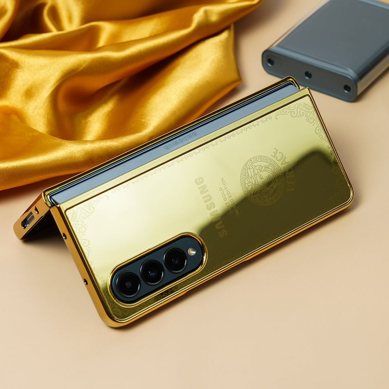 Galaxy Z Fold4 Crafted Gold Luxurious Camera Protective Case casemarts