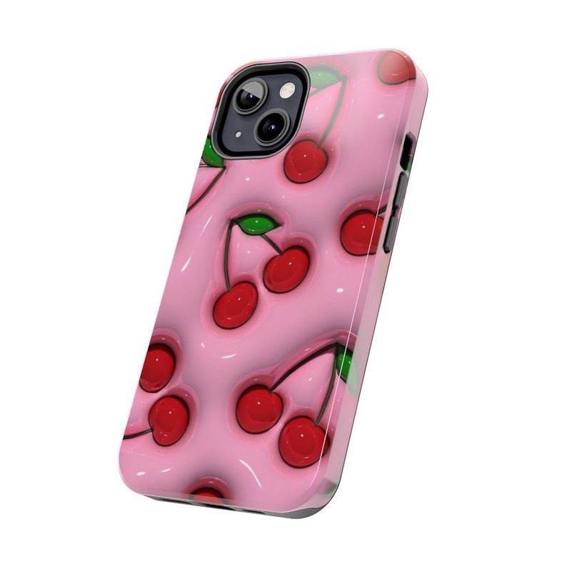 Cherries iPhone Case (Print) - 3D Optical Illusion | iPhone 15 | Unique Gifts | iPhone 14 Plus | Y2K | iPhone 12 Pro Max | Coquette | Glossy Urban Covers