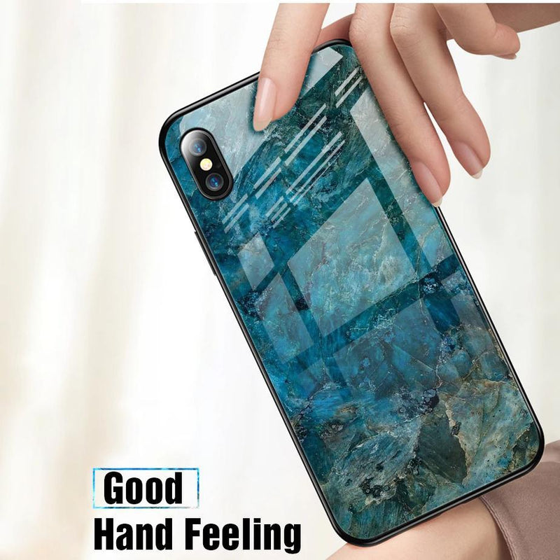 iPhone XS Soothing Sea Pattern Marble Glass Back Case casemarts