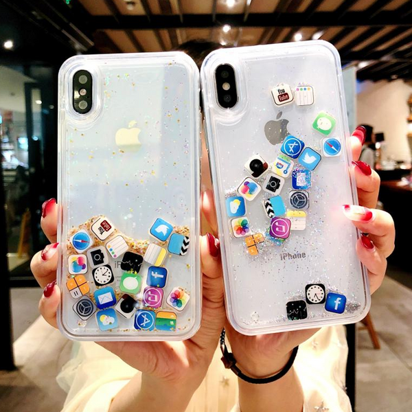 iPhone - Floating Icons Liquid Gel Shockproof Case casemarts