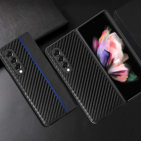 Galaxy Z Fold4 Frosted Carbon Fiber PU Leather Protective Case casemarts