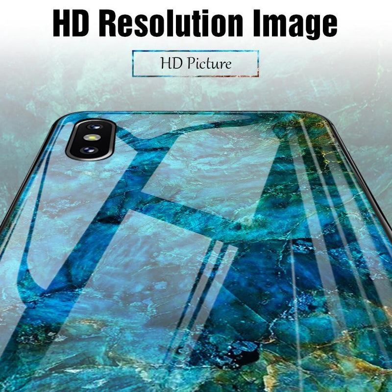 iPhone XS Soothing Sea Pattern Marble Glass Back Case casemarts