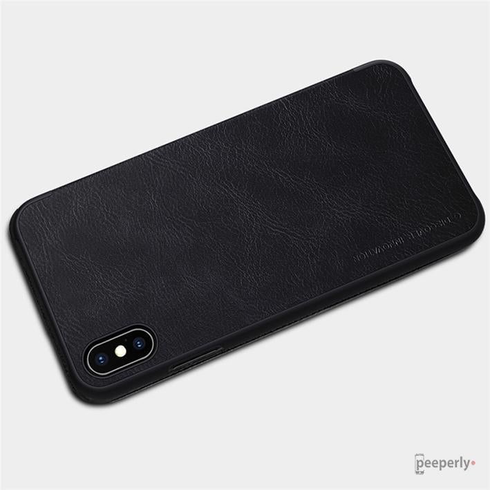 iPhone XS Max Genuine QIN Leather Flip Case casemarts