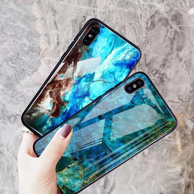 iPhone XS Max Soothing Sea Pattern Marble Glass Back Case casemarts