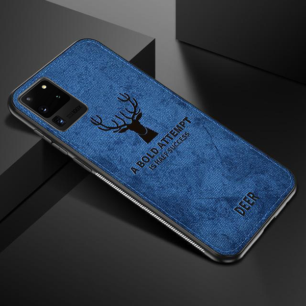 Galaxy S20 Ultra Deer Print Cloth Textured Inspirational Soft Case casemarts