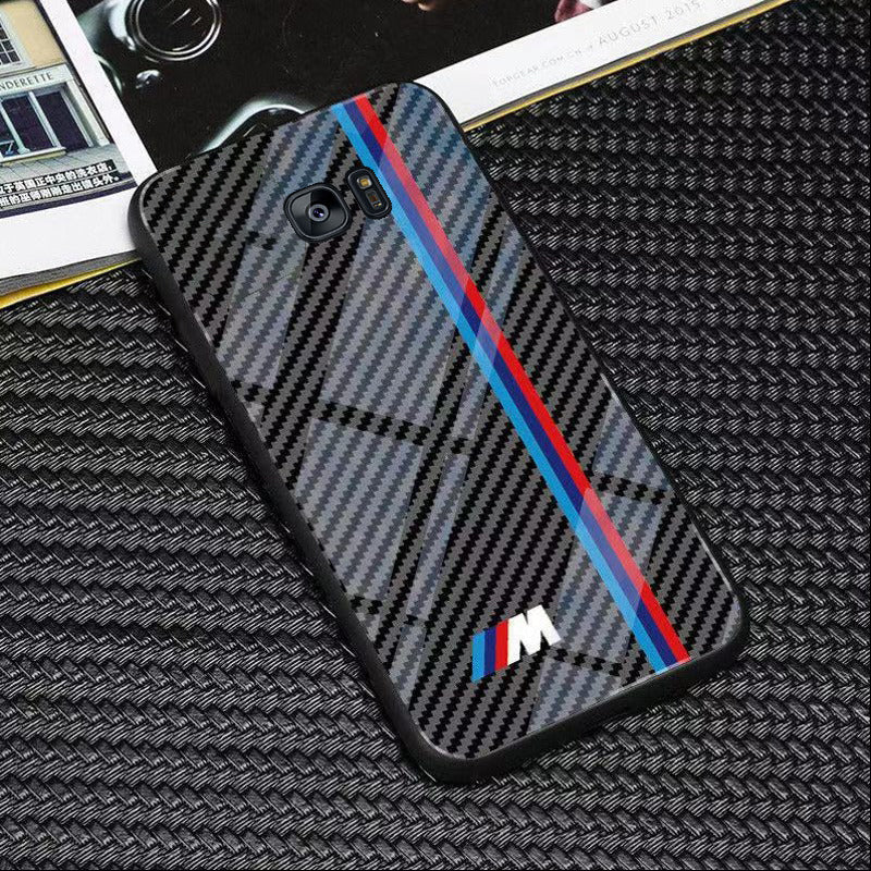 Galaxy S7 Edge 3D Carbon Fiber Pattern Glass Case casemarts