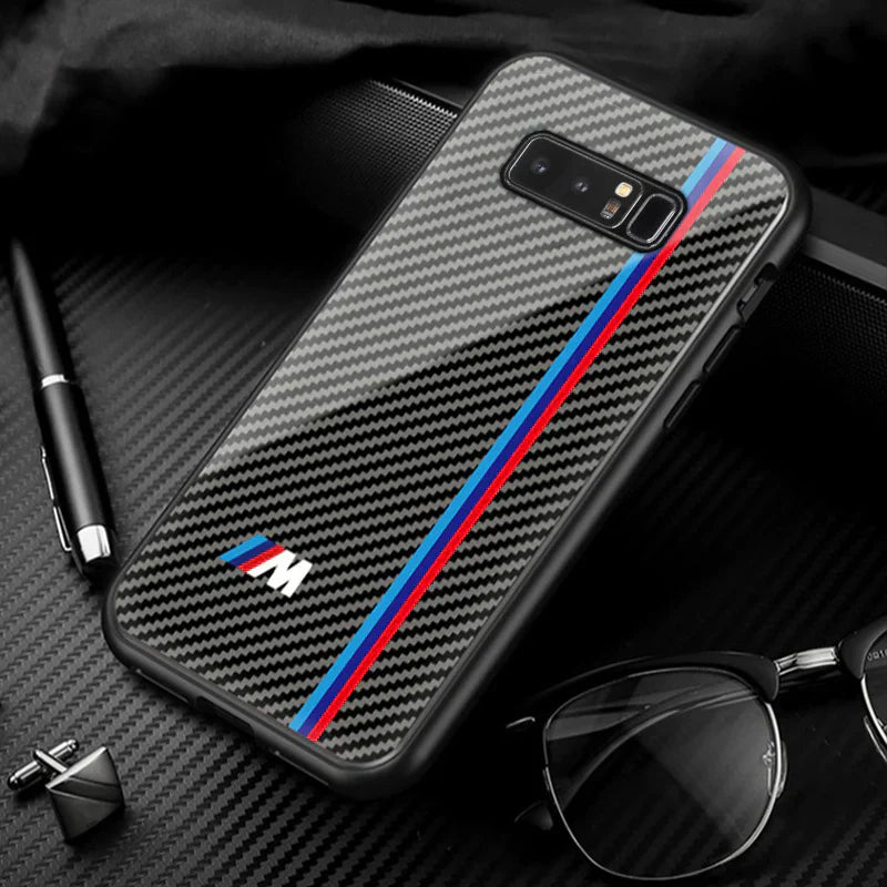 Galaxy Note 8 3D Carbon Fiber Pattern Glass Case casemarts