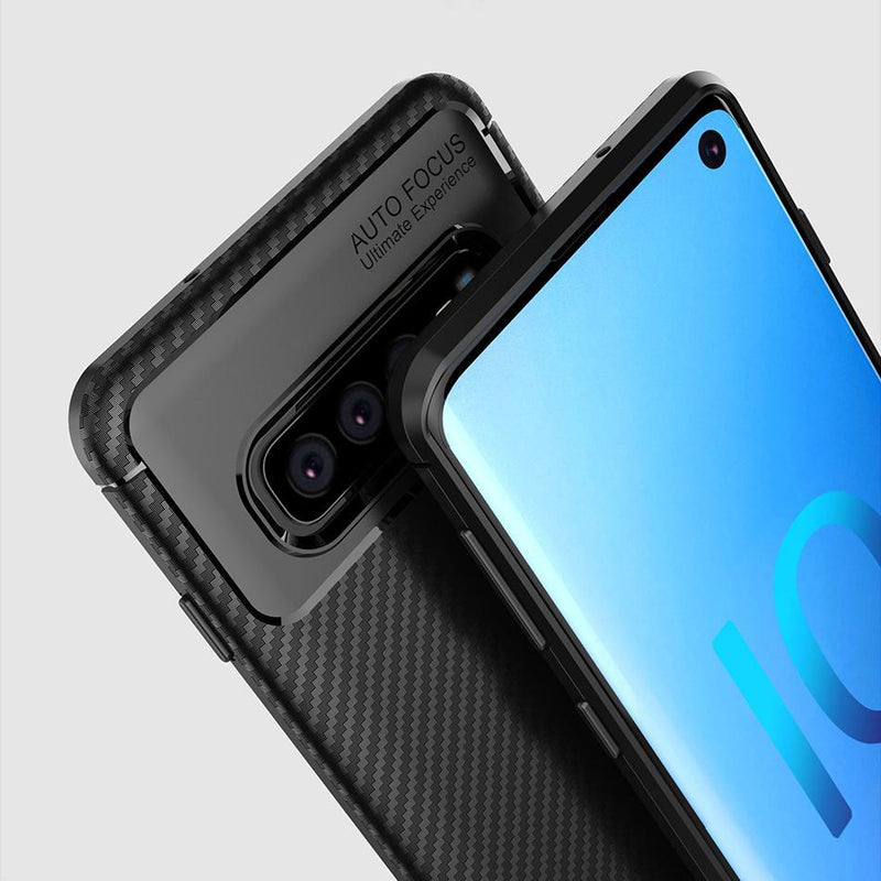 Galaxy S10 Plus Frosted Carbon Fiber Shockproof Soft Case casemarts