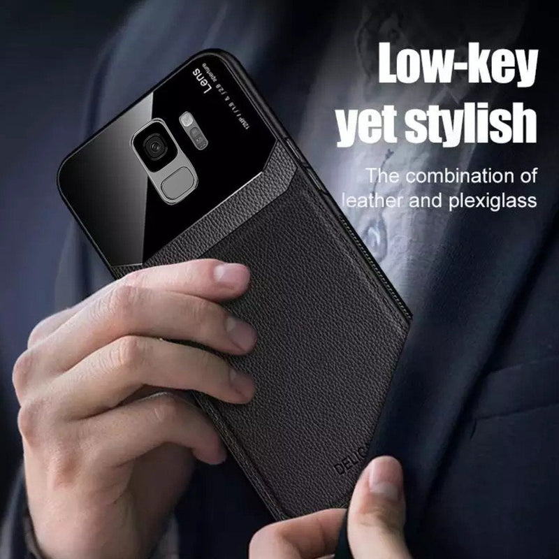 Galaxy S9 Sleek Slim Leather Glass Case casemarts