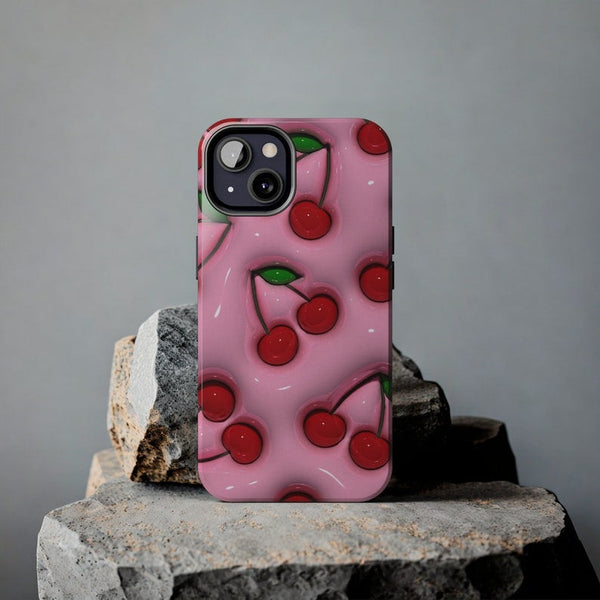 Cherries iPhone Case (Print) - 3D Optical Illusion | iPhone 15 | Unique Gifts | iPhone 14 Plus | Y2K | iPhone 12 Pro Max | Coquette | Glossy Urban Covers