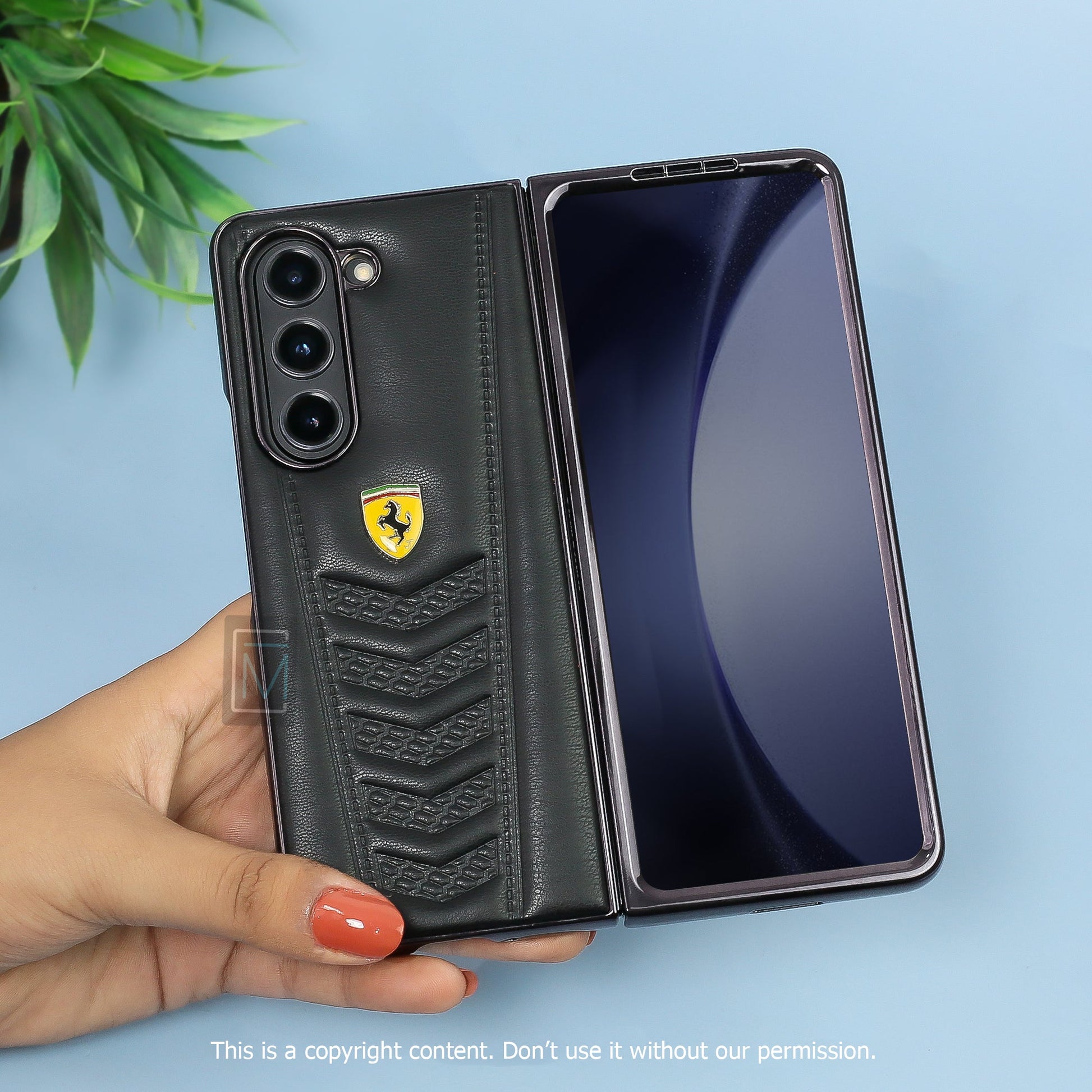 Ferrari Galaxy Z Fold5 Luxurious Lamb Leather Protective Case casemarts