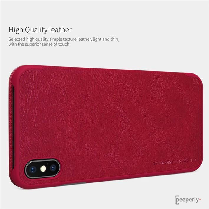 iPhone XS Max Genuine QIN Leather Flip Case casemarts