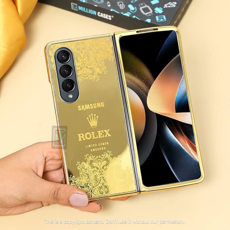 Galaxy Z Fold4 Crafted Gold Luxurious Camera Protective Case casemarts