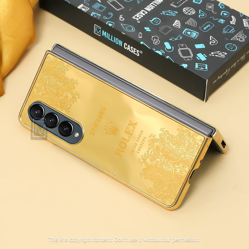 Galaxy Z Fold4 Crafted Gold Luxurious Camera Protective Case casemarts