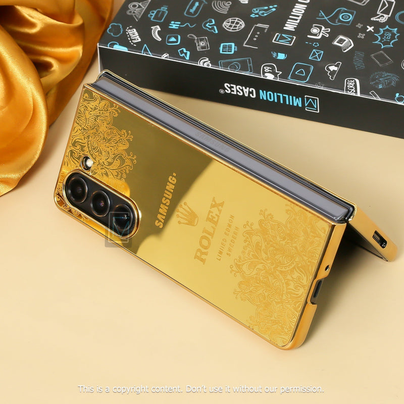 Galaxy Z Fold5 Crafted Gold Luxurious Camera Protective Case casemarts