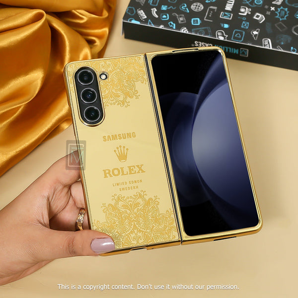 Galaxy Z Fold5 Crafted Gold Luxurious Camera Protective Case casemarts