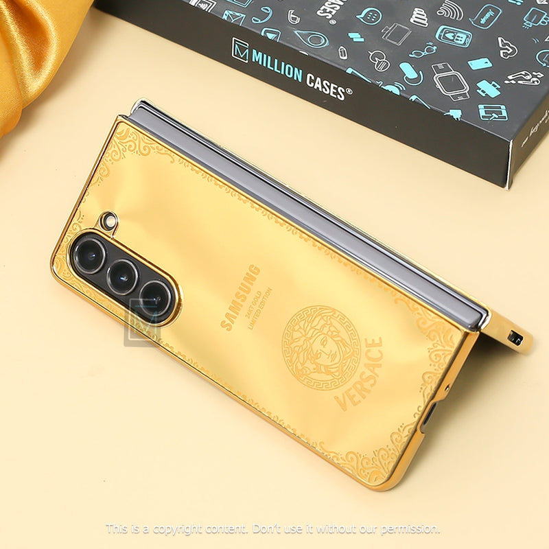 Galaxy Z Fold5 Crafted Gold Luxurious Camera Protective Case casemarts