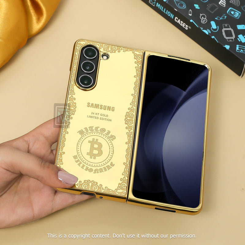 Galaxy Z Fold5 Crafted Gold Luxurious Camera Protective Case casemarts