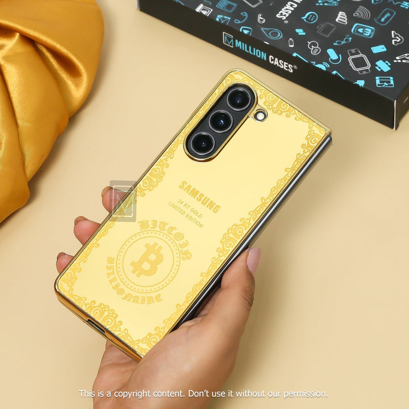 Galaxy Z Fold5 Crafted Gold Luxurious Camera Protective Case casemarts