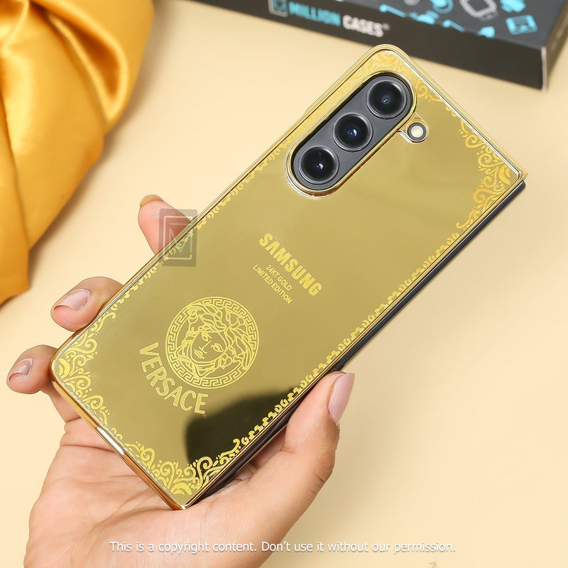 Galaxy Z Fold5 Crafted Gold Luxurious Camera Protective Case casemarts