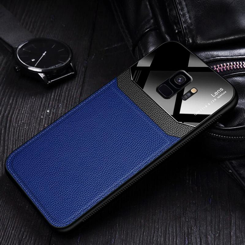 Galaxy S9 Sleek Slim Leather Glass Case casemarts