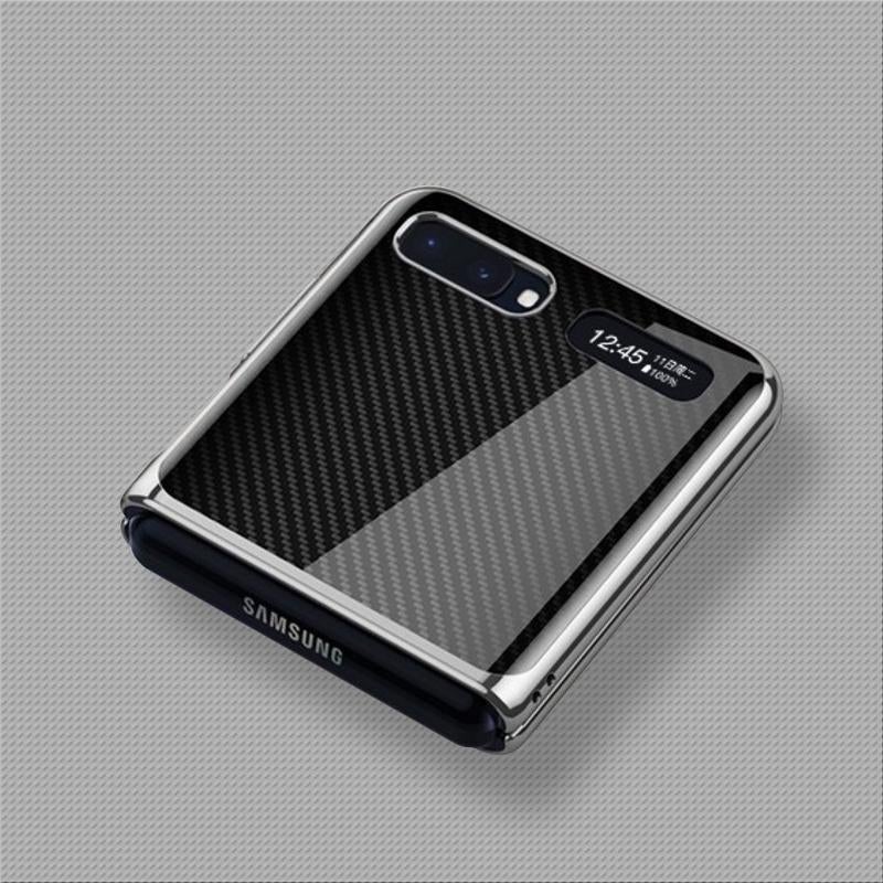 Galaxy Z Flip Carbon Fiber Texture Glass Case casemarts