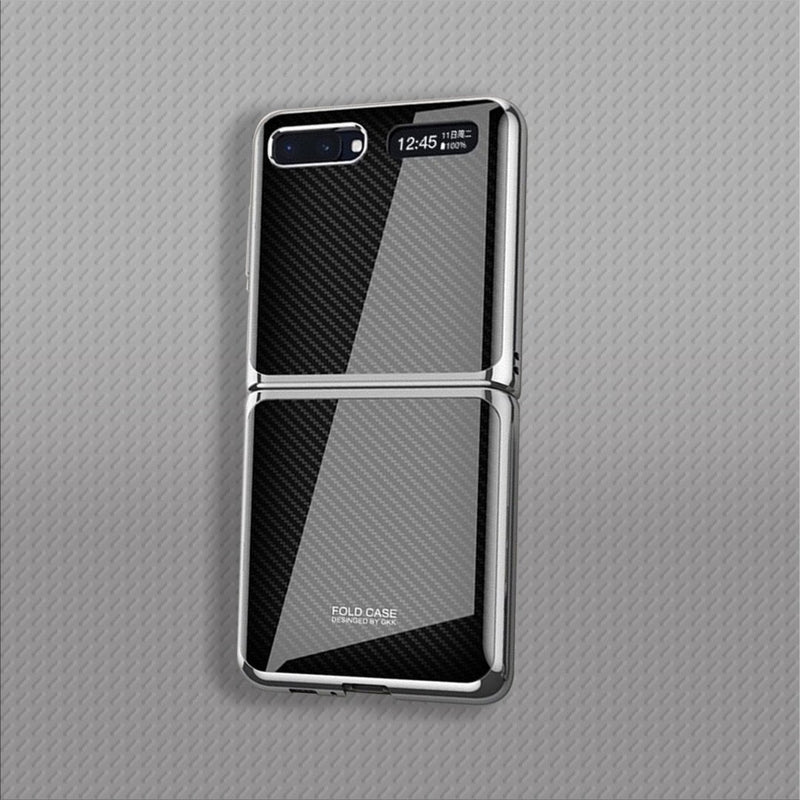 Galaxy Z Flip Carbon Fiber Texture Glass Case casemarts